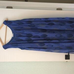 Made in Italy Paprika Silk blend vibrant blue lagenlook maxi dress vacation Sz16